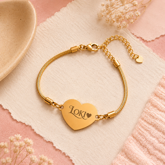 Pulsera Personalizada Corazón Dorado