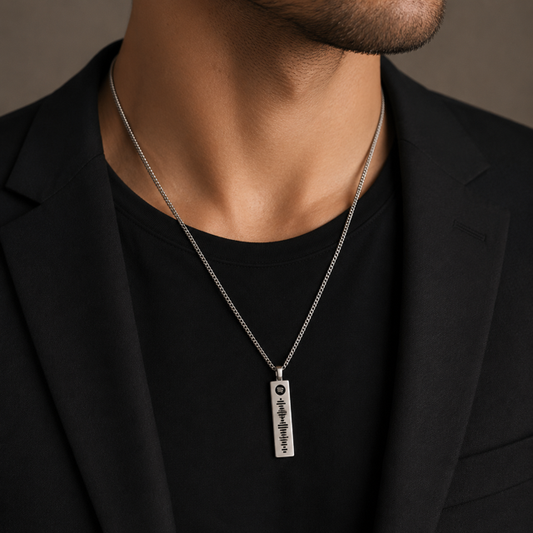 Collar Personalizado Barra Vertical Plateado