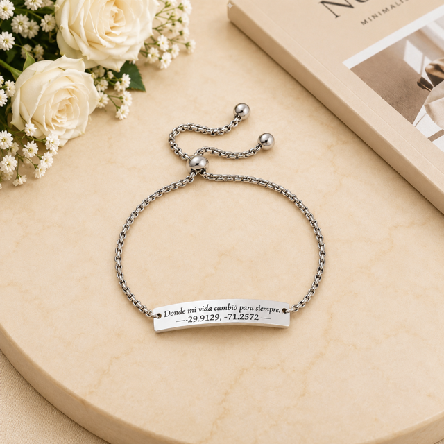 Pulsera Personalizada Barra Plateada
