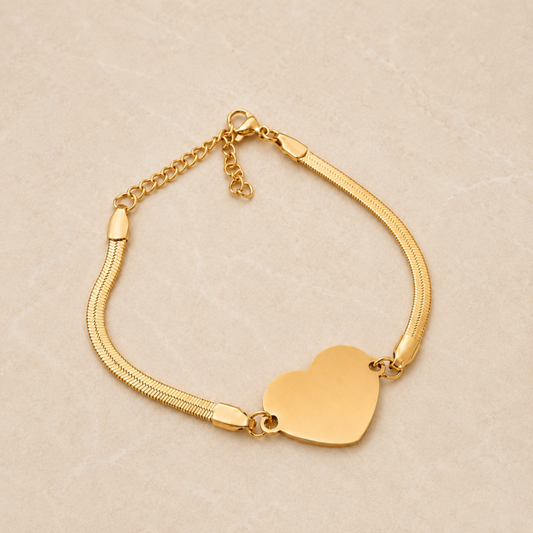 Pulsera Personalizada Corazón Dorado