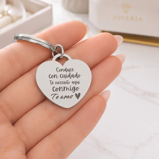 Llavero Corazón Personalizable Plateado