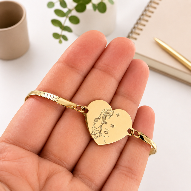 Pulsera Personalizada Corazón Dorado