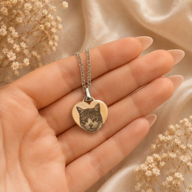 Collar Personalizado Corazón Plateado