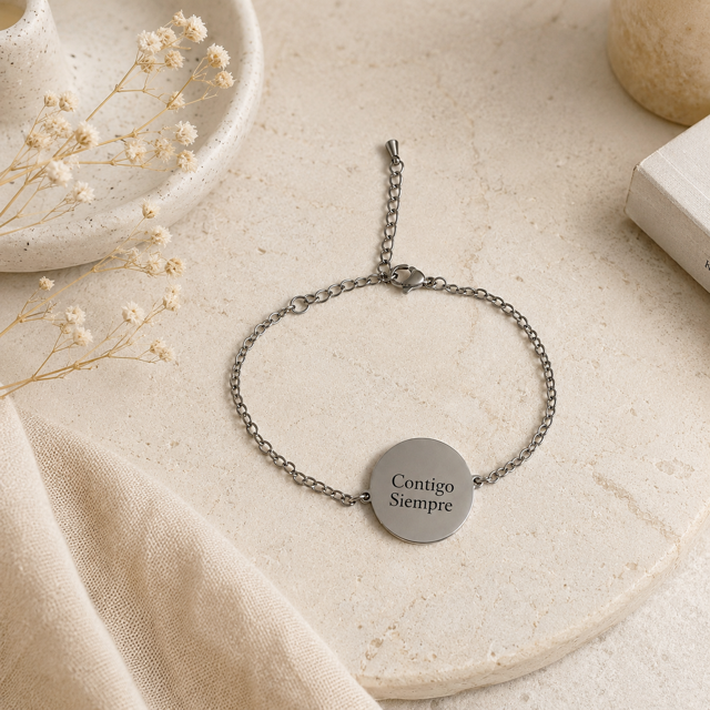 Pulsera Personalizada circular Plateada