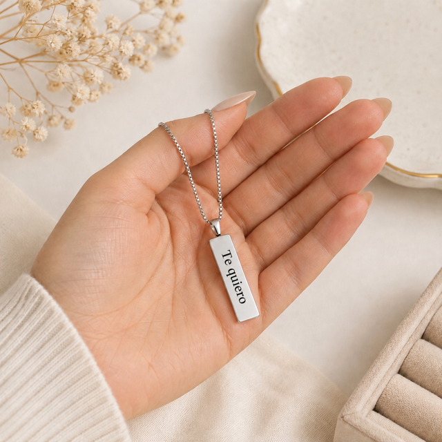 Collar Personalizado Barra Vertical Plateado