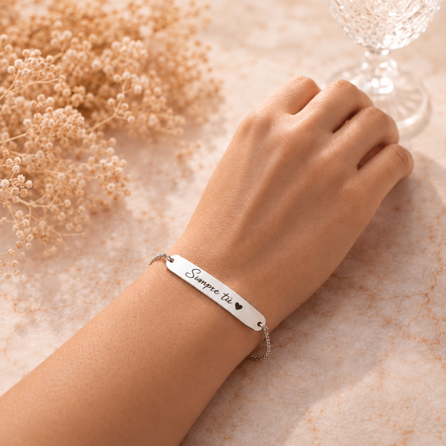 Pulsera Personalizada Barra Plateada