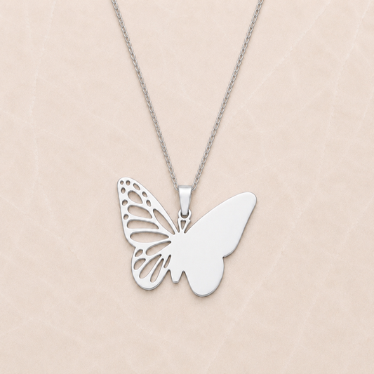 Collar Personalizado Mariposa Plateado