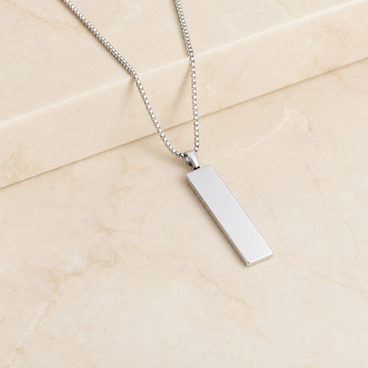 Collar Personalizado Barra Vertical Plateado